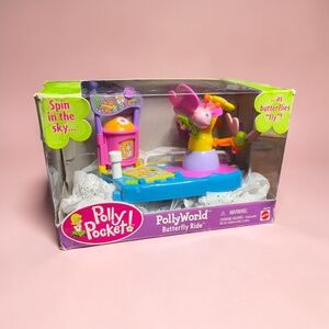 Vintage 2002 Polly Pocket PollyWorld Butterfly Ride w/box only has 1 Polly fig.